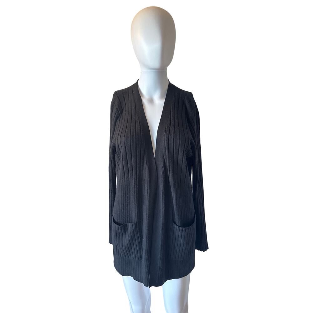Coutelle Black Ribbed Open Front Cardigan Sweater Women’s Medium